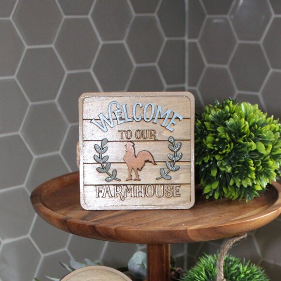 Handmade Life Is Better At The Farm Tiered Tray Decor - 8 Pieces - Picture 3 of 11